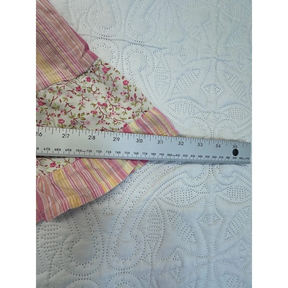 Mudd Girls Denim Tiered Floral Striped Skirt Size 6X Pink Yellow Blue Boho